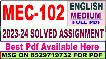 mec 102 solved assignment 2023-24 || mec 102 solved assignment 2024 in English || ignou mec102