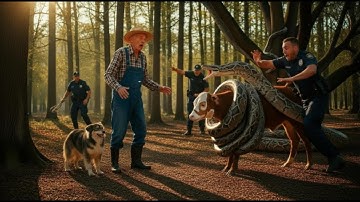 Brave Heroes Save Mother cow from Giant Python’s Terrifying Attack 🐍#rescue #animals #wildlife