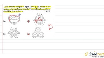 Three poistive charges of equal value q are placed at the vertices of an equilateral triangle. T...