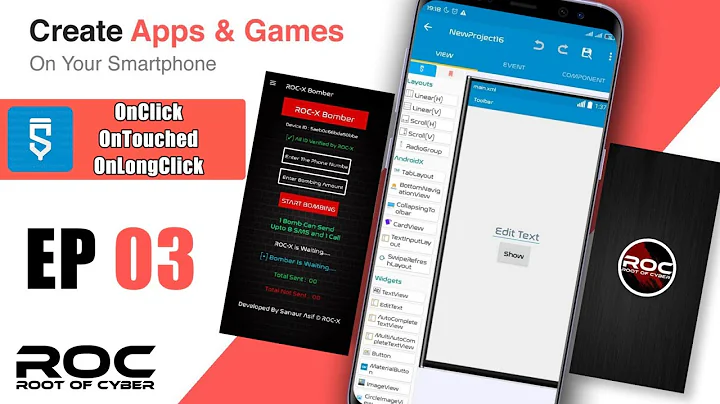 App Development On Android | Episode 03 | OnClick OnTouched OnLongClick Listener | Root Of Cyber