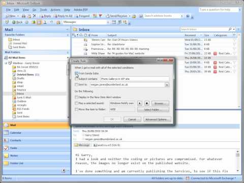 Outlook 2007 Filtering Messages with Rules (University of Sunderland)