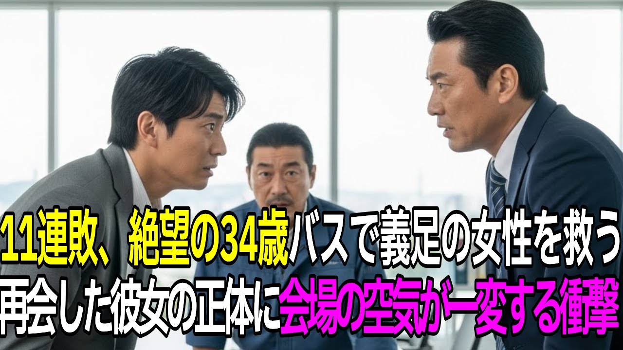 11社連続不採用という絶望の中にいた34歳の男性。バスで困っていた義足の女性を助けたことが, 彼の運命を大きく変えることになります。面接会場で再会した彼女の正体は…？