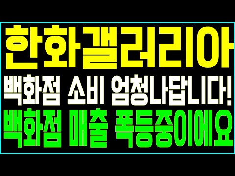 김프로의 주식시대 아는만큼 보인다 한화갤러리아 백화점 소비 엄청나답니다 백화점 매출 폭등중이에요 주가전망 차트분석 급등주추천 