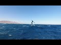 Wingfoil and kitesurfing in very strong wind in Dahab.