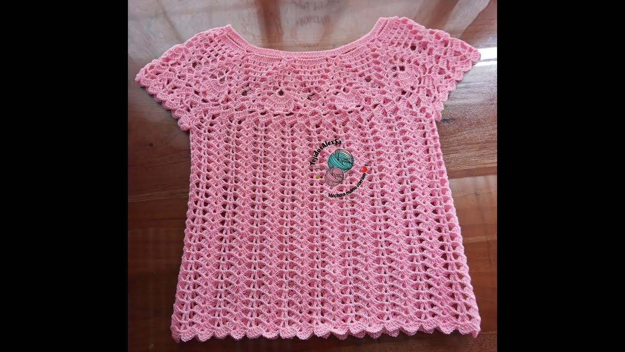 Blusa rosa 🌹 a crochet para niña. Talla 8 a 10 - YouTube