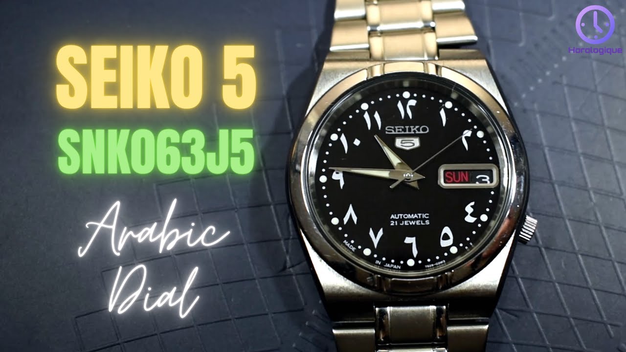 Seiko 5 SNK063J5 review | Arabic dial | Intregrated bracelet - YouTube