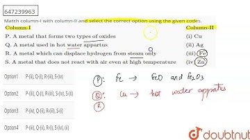 Match column-I with column-II and select the correct option using the given codes.{:(Column-I ,,...