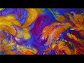 Naranja Y Morada - Ring Pour With Balloon Rolls (Acrylic Fluid Art)