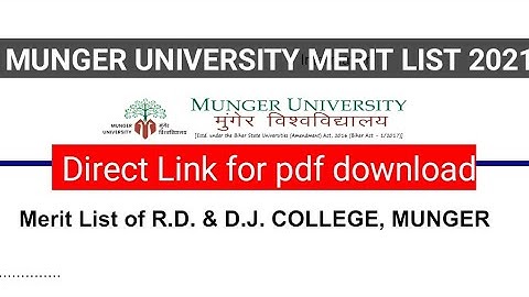 Munger University Merit list 2021 | How to Download? Direct link for download pdf