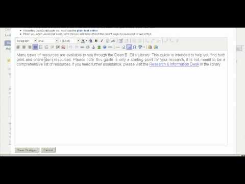 Edit LibGuide Content Box