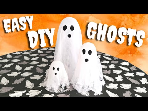 How to Make Floating Ghosts / DIY Ghost Decoration Tutorial / Easy & Cheap Homemade Halloween Decor