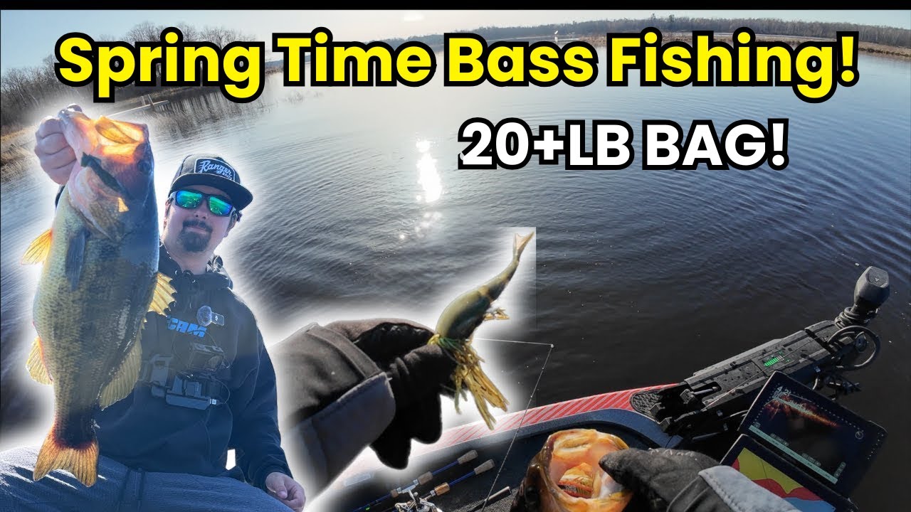 Ice Out Bass Fishing With Swim Jigs! (20lb bag!)
