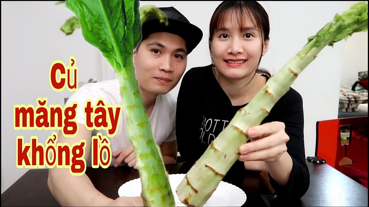 Ăn sống CỦ MĂNG TÂY KHỔNG LỒ LẠ QUÁ MỌI NGƯỜI ƠI- Asparagus Lettuce - YouTube