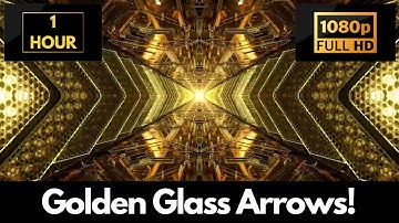 Golden Glass Neon Arrows Tunnel Screensaver – 1 HOUR LOOP Satisfying Background Video & Wallpaper!