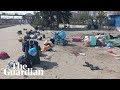 Evacuees lie dead at Kramatorsk train station after Russian missile strike