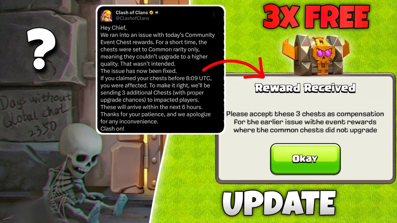 GET FREE 3X CHESTS COMPENSATION & GLOBAL CHAT HINT EXPLAINED 