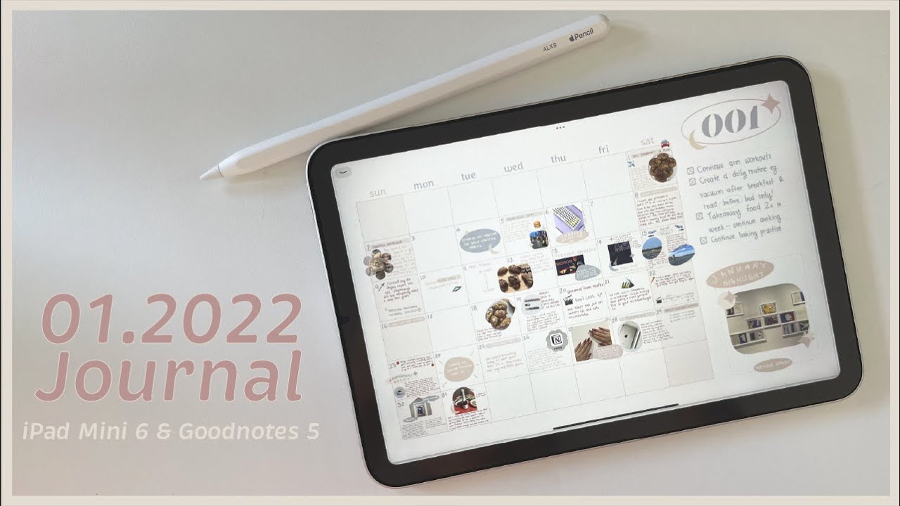 journal with me: January 2022 on iPad mini 6 & goodnotes 5 (no music
