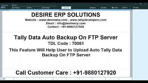 70061 Tally Data Auto Backup On FTP Server For Tally Prime 3.0 | Tally Data Auto Backup On Cloud