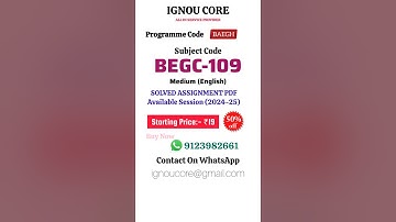 BEGC 109 Solved Assignment PDF 2024-25 in English, BAEGH program BEGC-109 Solved assignments