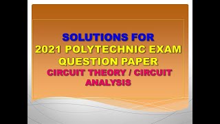 TRB  Polytechnic exam 2021 | Circuit theory | circuit analysis