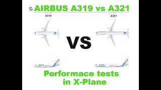 Side by side AIRBUS A319 / A321 performance tests in X-Plane (Toliss models)