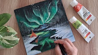 : Easy Way to paint  Winter Night Sky | Acrylic Painting for Beginners |Step by Step