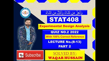 STAT408 Quiz No 2 2022 Solution By Taleemi Markaz Part 2