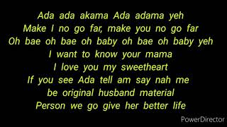 Kiss Daniel - Ada (lyrics video)