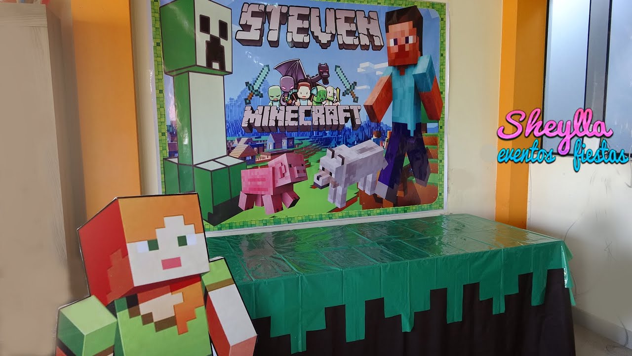 Minecraft, panel de fondo y vestido de mesa, para decoracion de Minecraft,  decoracion en casa 