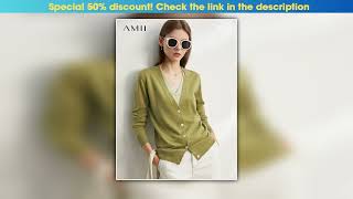 Must Buy Amii Minimalism Summer Women's Cardigan Fashion V Neck Full Sleeve Knitted Tops Elegant Th