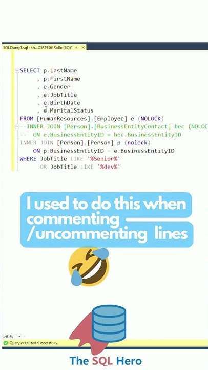Great trick to comment and uncomment in SQL SERVER MANAGEMENT STUDIO 😬 ...