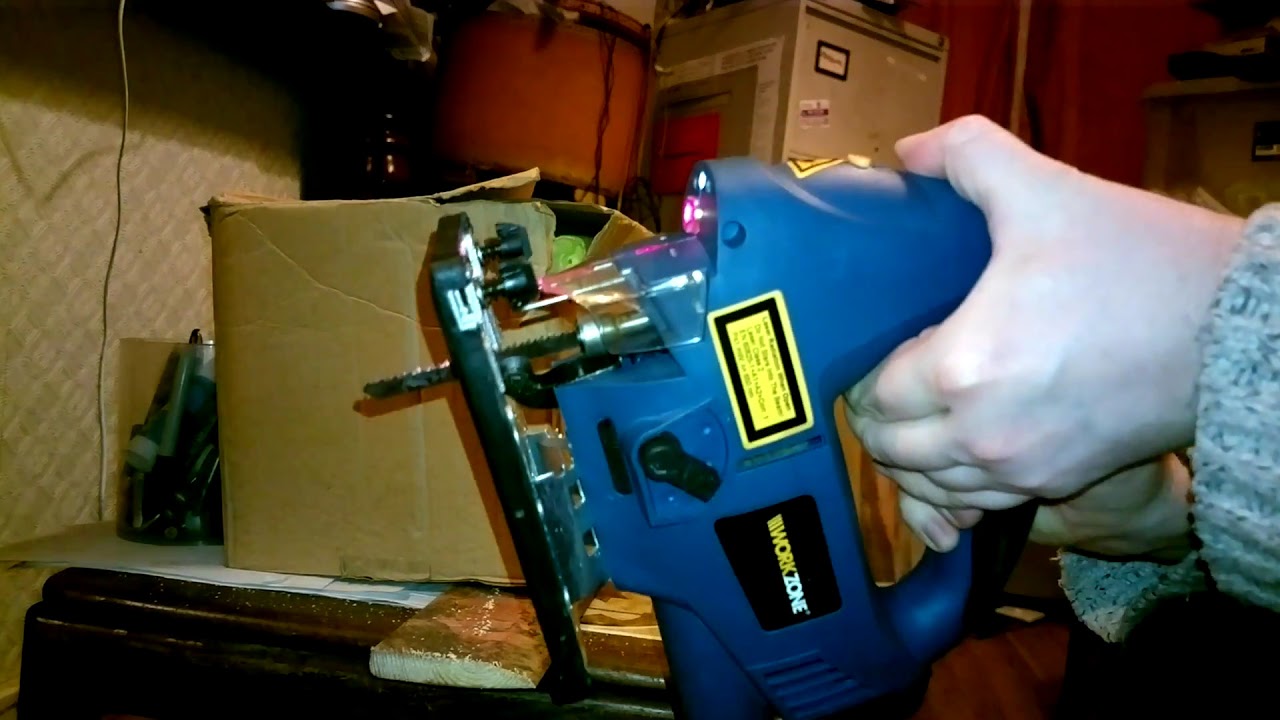 Aldi WorkZone 800W laser guided jigsaw with pendulum blade action on