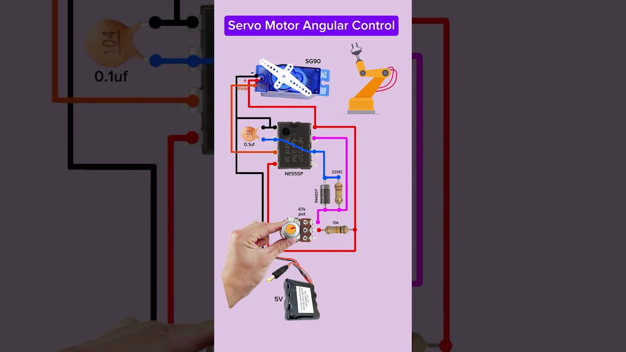 DIY Servo Motor Angle Controller With Just 555 IC No Arduino Code Shorts Tech Diy