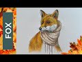 Draw a Cosy Autumn Fox in a Scarf (easy tutorial) 🍂🍁