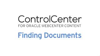 Finding Documents with ControlCenter: Dashboard, Browse & Search