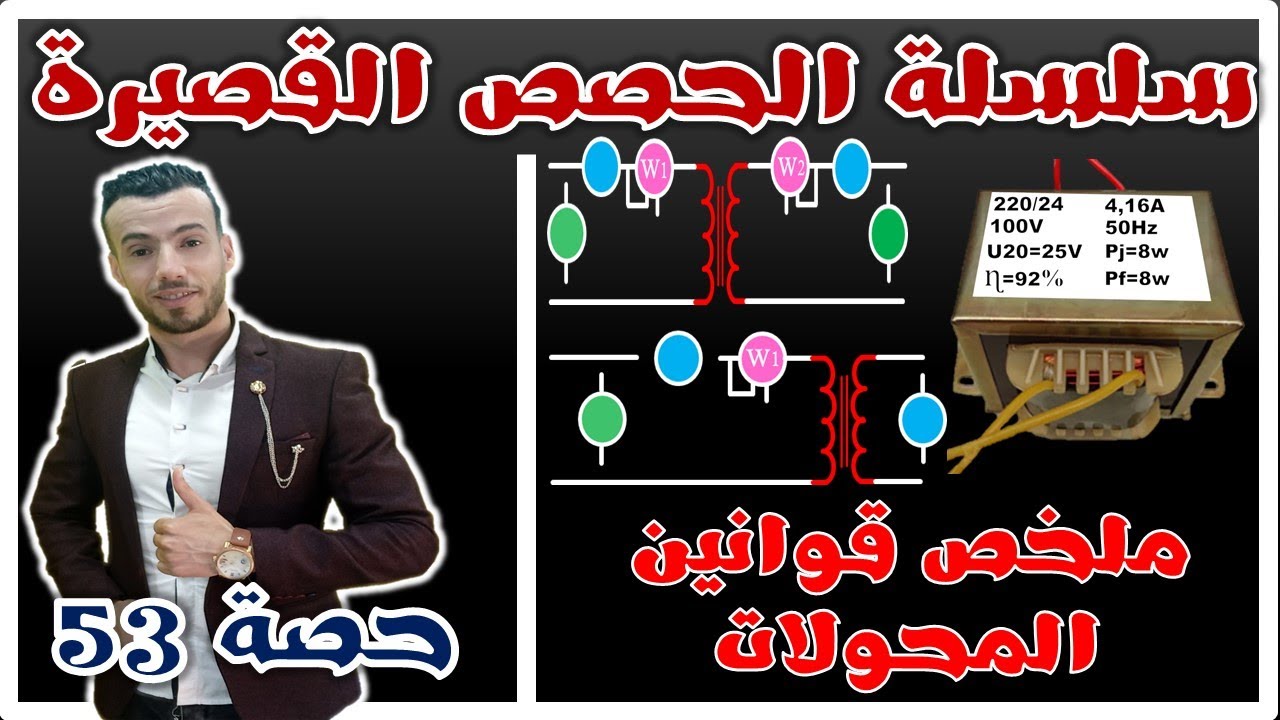 الحصة 53 : ملخص قوانين المحولات الكهربائية