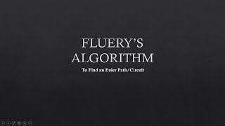 Fluery's Algorithm to find Eulerian Path/Circuit  | DSA