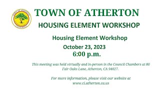 Housing Element Workshop October 23, 2023