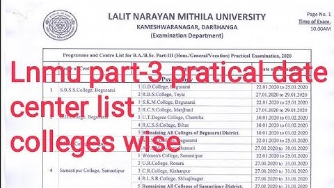 Lnmu part-3 pratical examination 2020||BA,BSC,BCOM honours||Programme & Centre List for B.A., B.Sc.