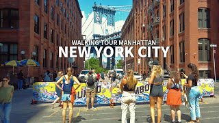 NEW YORK CITY - CE.10 Manhattan Walking Tour, Summer Season, DUMBO, Central Park, SoHo, Broadway, 4K
