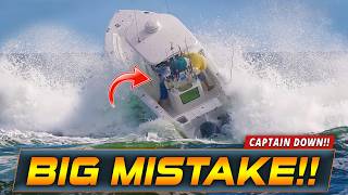 CAPTAIN GOES DOWN AFTER A HUGE WAVE HITS AT HAULOVER INLET !! | HAULOVER BOATS | WAVY BOATS