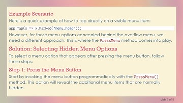 How to Select Menu Options in Xamarin UI Test After Pressing the Menu Button