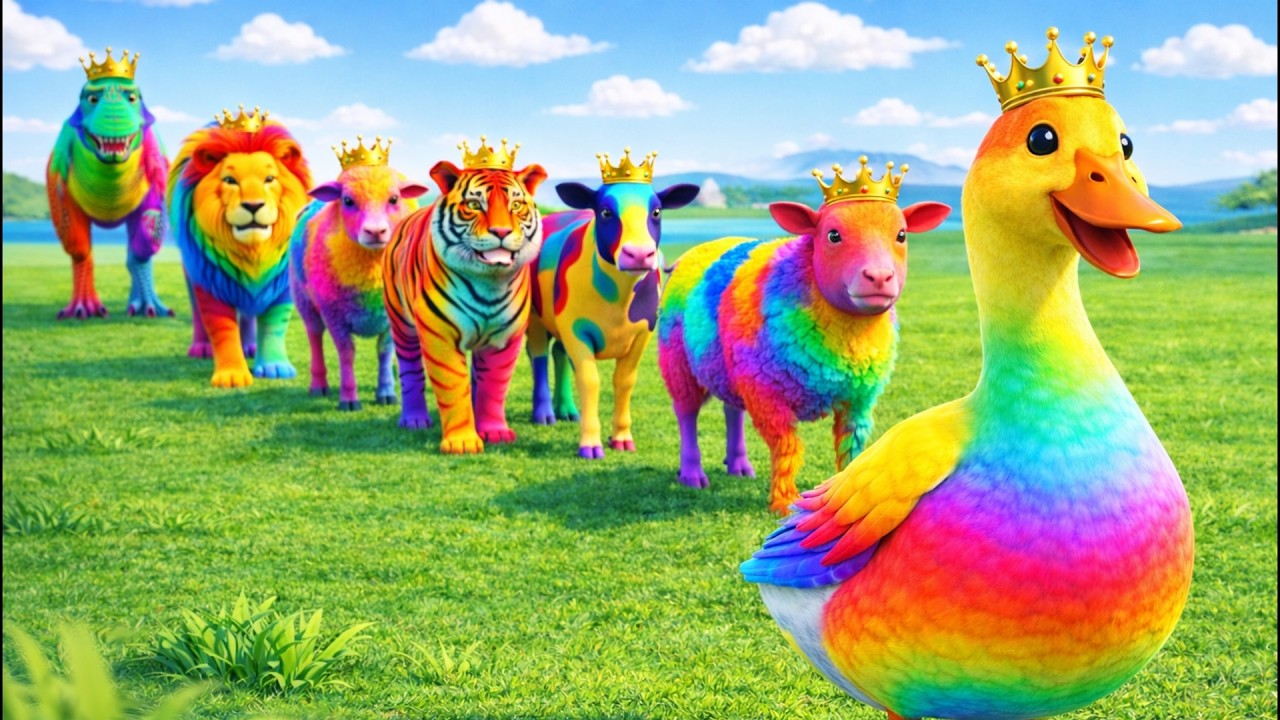 Long Slide Game With Cow Elephant Gorilla Hippopotamus Cat Tiger  3d Animal Game Funny Animals