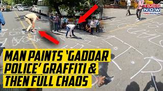 Delhi Protester Dares Police With 'Gaddaar' Graffitti At Parliament Street, Then This Happened Next