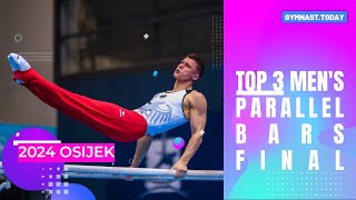 Top 3 in Men's Parallel Bars Final - 2024 Osijek Gymnastics World Challenge Cup