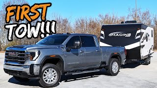 I Tow with the 6.6L L8T Gas Engine in My 2024 GMC Sierra 2500 HD // MPG Test with Travel Trailer RV