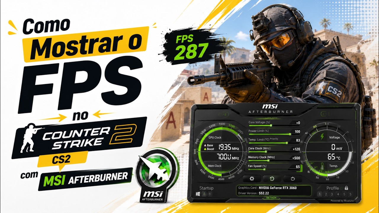 Como Mostrar o FPS no Counter strike CS2 com MSI Afterburner - YouTube