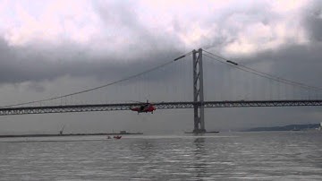 Search and Rescue Helicopter Road Bridge Firth Of Forth Scotland June 17th