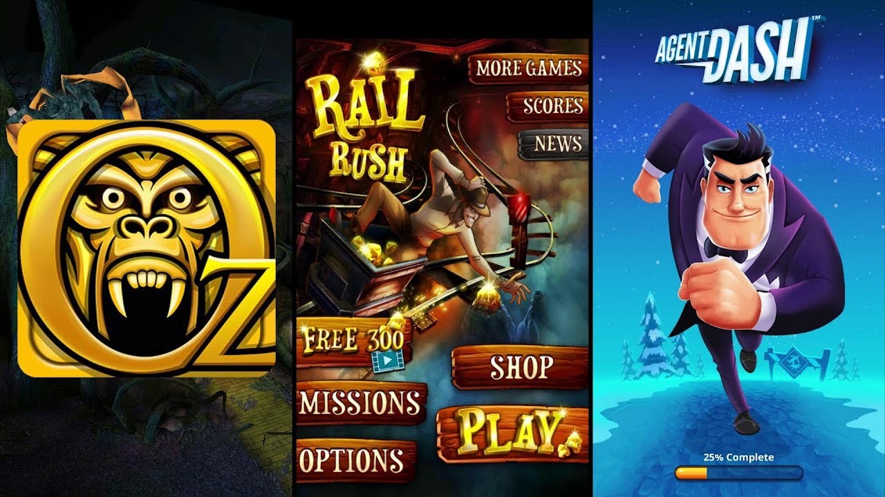 Temple Run Oz Vs Rail Rush Vs Agent Dash - Endless Run Android Gameplay ...