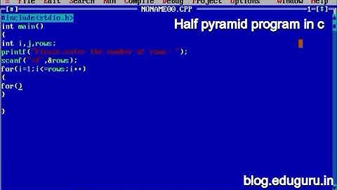 C Program to print half pyramid